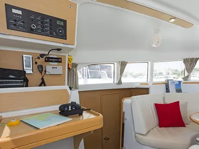 Salon of Bellevue, a Lagoon 380 catamaran at Athens, Greece