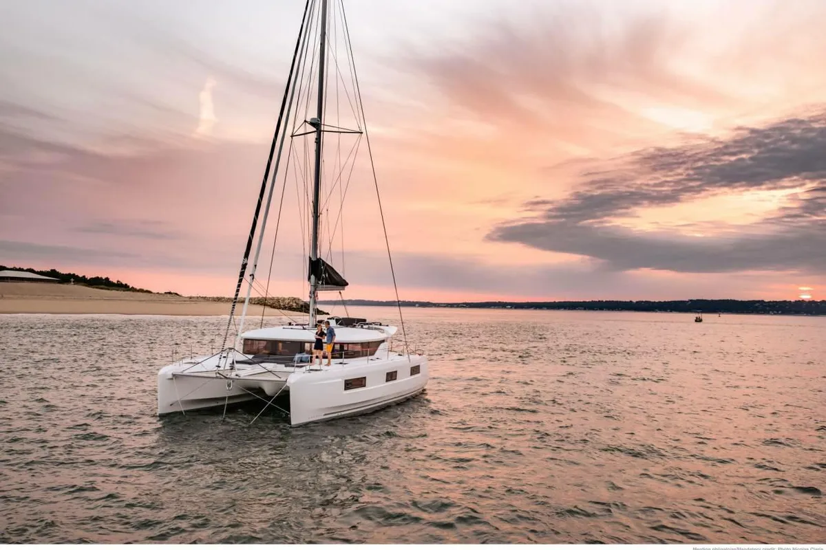 Exterior view of Bula, a Lagoon 46 catamaran at Bonifacio / Bunifaziu, France