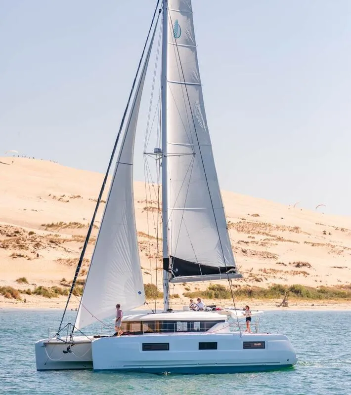 Exterior view of Bula, a Lagoon 46 catamaran at Bonifacio / Bunifaziu, France