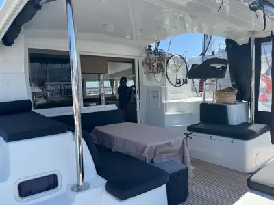 Deck of Milu 2.0, a Lagoon 40 catamaran at Palermo, Italy