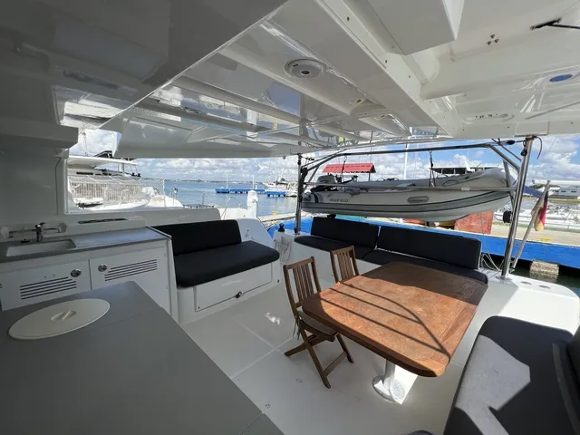 Deck of Sol Griso, a Lagoon 46 catamaran at Cienfuegos, Cuba