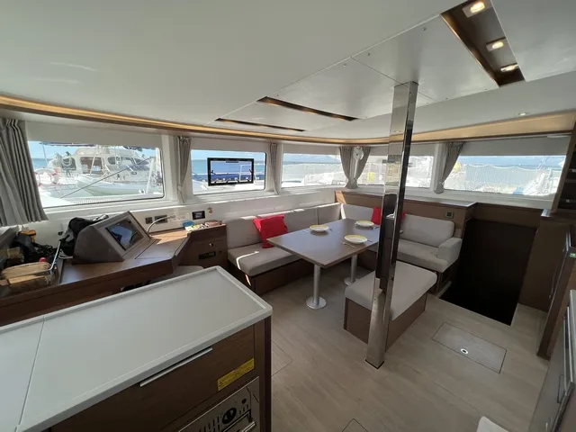 Salon of Sol Griso, a Lagoon 46 catamaran at Cienfuegos, Cuba
