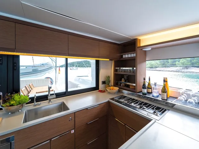 Galley of Sol Griso, a Lagoon 46 catamaran at Cienfuegos, Cuba