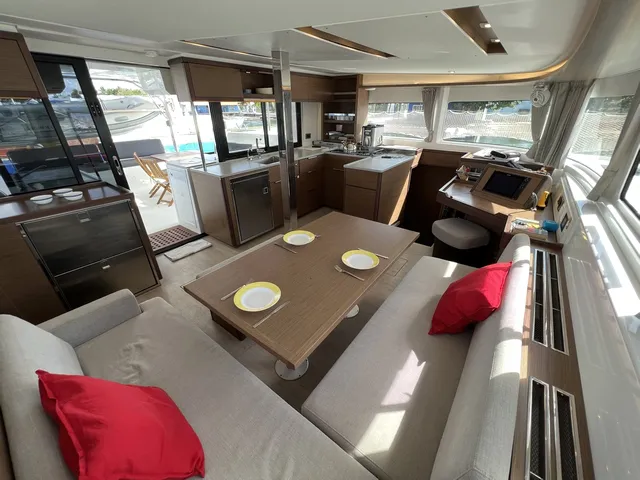Salon of Sol Griso, a Lagoon 46 catamaran at Cienfuegos, Cuba