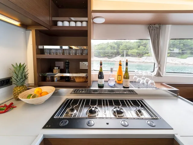 Galley of Sol Griso, a Lagoon 46 catamaran at Cienfuegos, Cuba