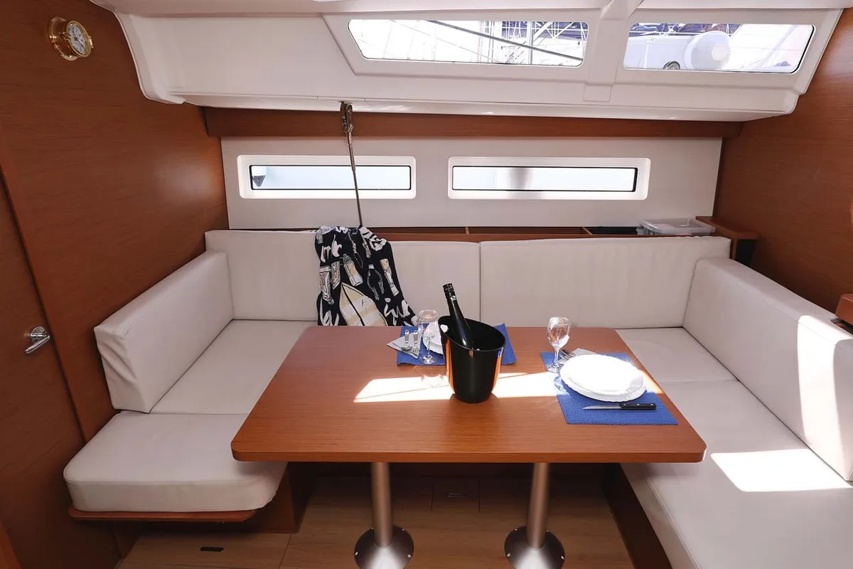 Salon of Pollux, a Jeanneau Sun Odyssey 490 sailboat at Grad Trogir, Croatia