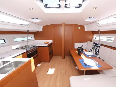 Salon of Pollux, a Jeanneau Sun Odyssey 490 sailboat at Grad Trogir, Croatia