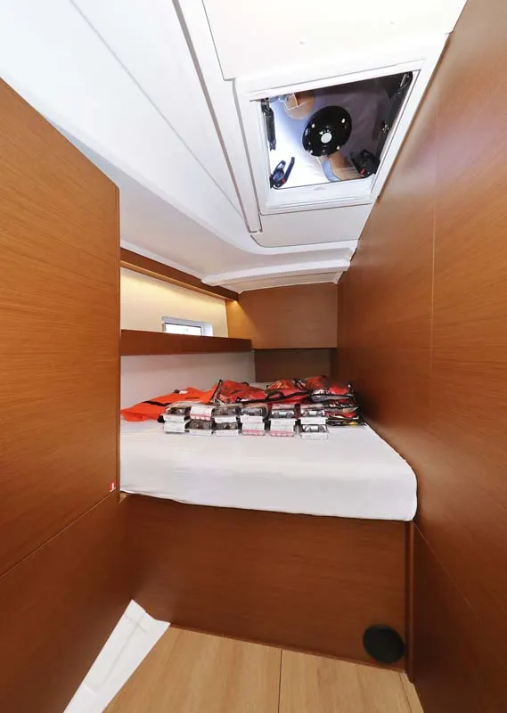 Cabin on Pollux, a Jeanneau Sun Odyssey 490 sailboat at Grad Trogir, Croatia