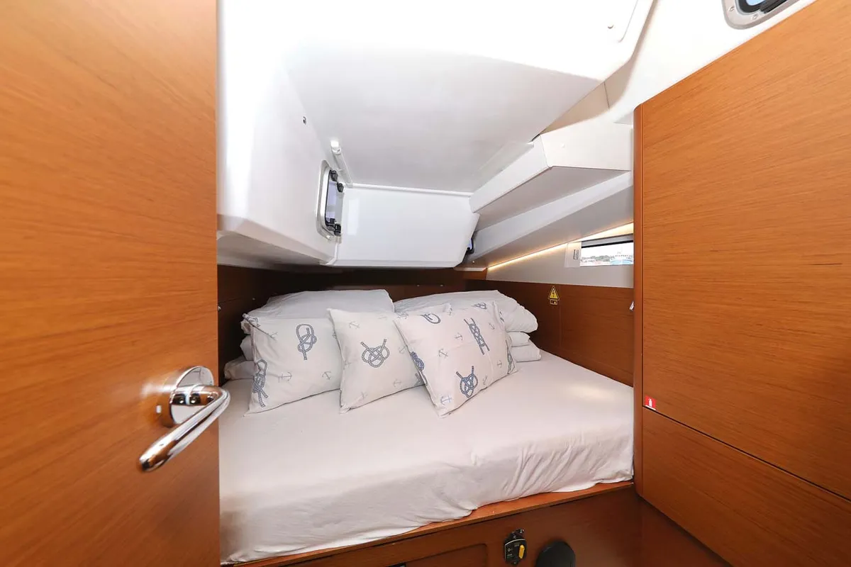 Cabin on Pollux, a Jeanneau Sun Odyssey 490 sailboat at Grad Trogir, Croatia