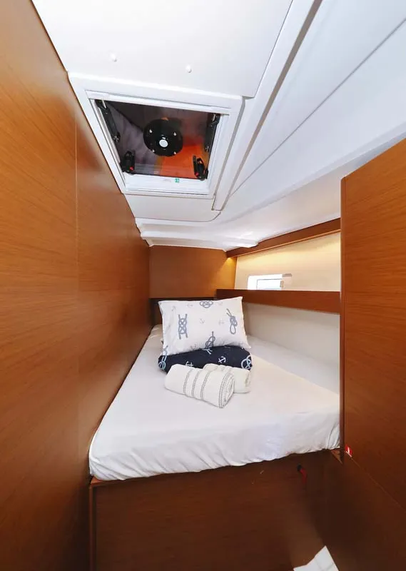 Cabin on Pollux, a Jeanneau Sun Odyssey 490 sailboat at Grad Trogir, Croatia