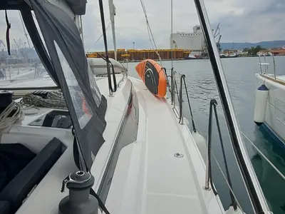Deck of Nirvana, a Bavaria C42 sailboat at Volos, Greece