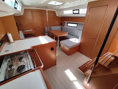 Galley of Nirvana, a Bavaria C42 sailboat at Volos, Greece