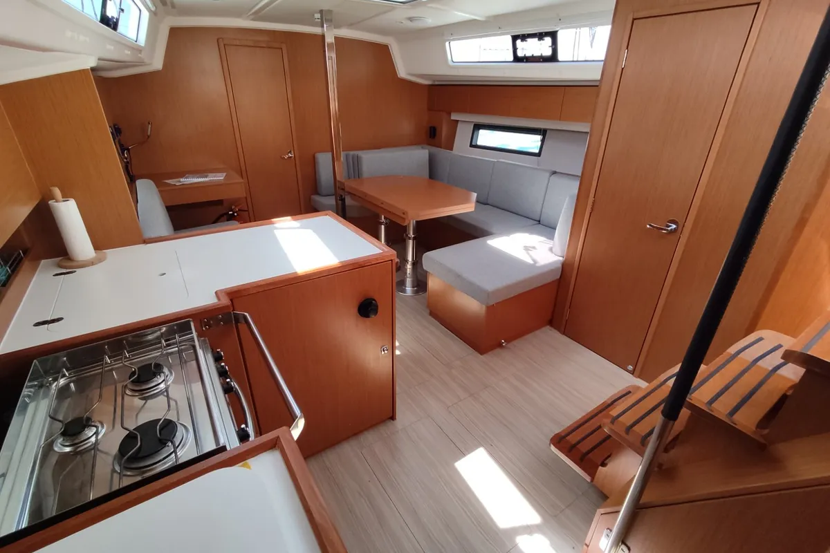 Galley of Nirvana, a Bavaria C42 sailboat at Volos, Greece