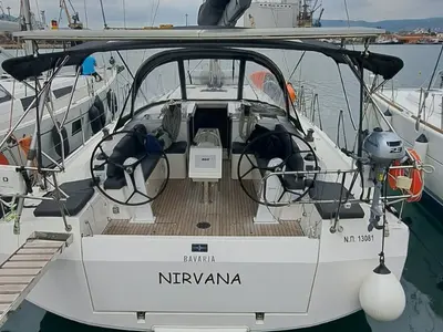 Cockpit of Nirvana, a Bavaria C42 sailboat at Volos, Greece