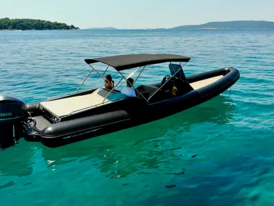 Exterior view of Lux, a Lolivul 9 motorboat at Trogir, Croatia