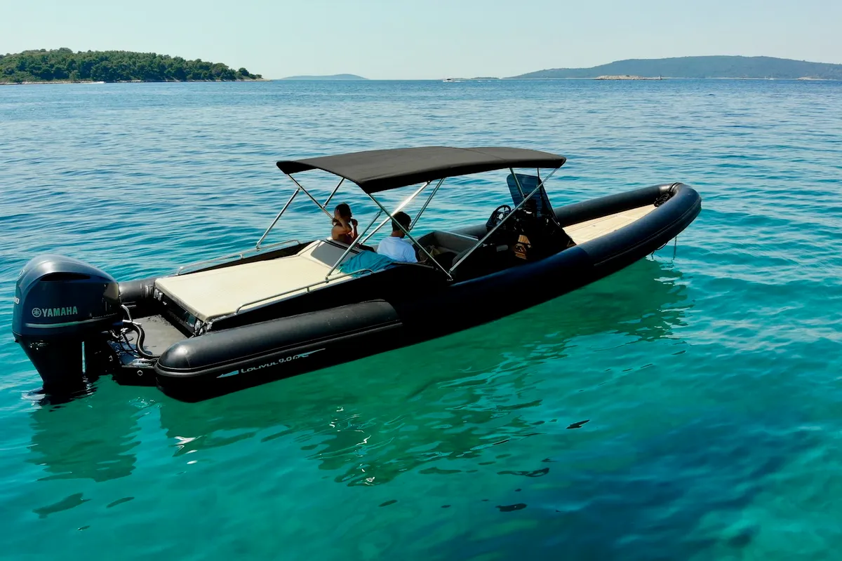Exterior view of Lux, a Lolivul 9 motorboat at Trogir, Croatia