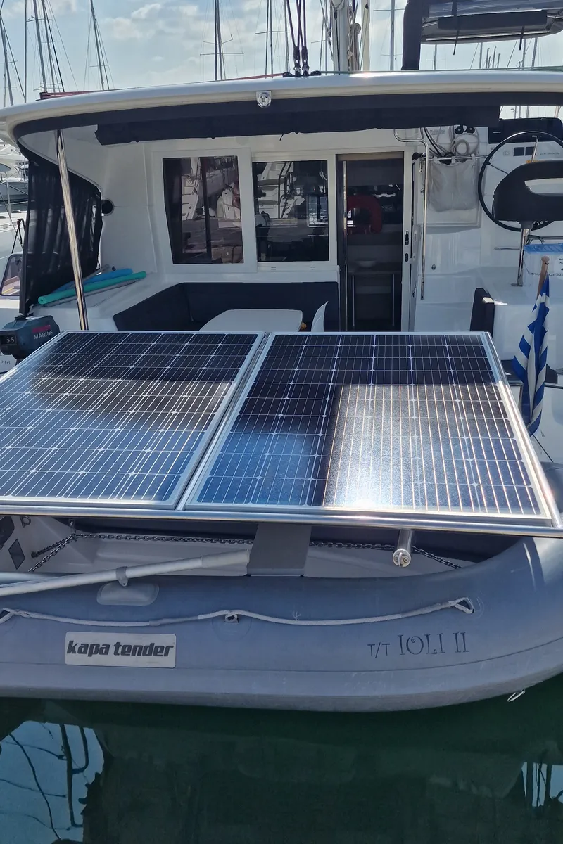 Exterior view of Ioli II, a Lagoon 40 catamaran at Athens, Greece