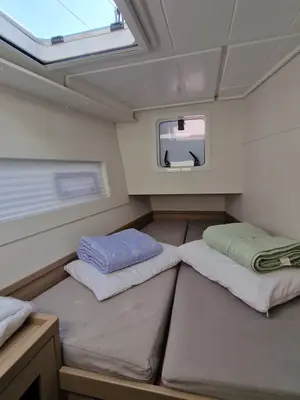 Cabin on Ioli II, a Lagoon 40 catamaran at Athens, Greece