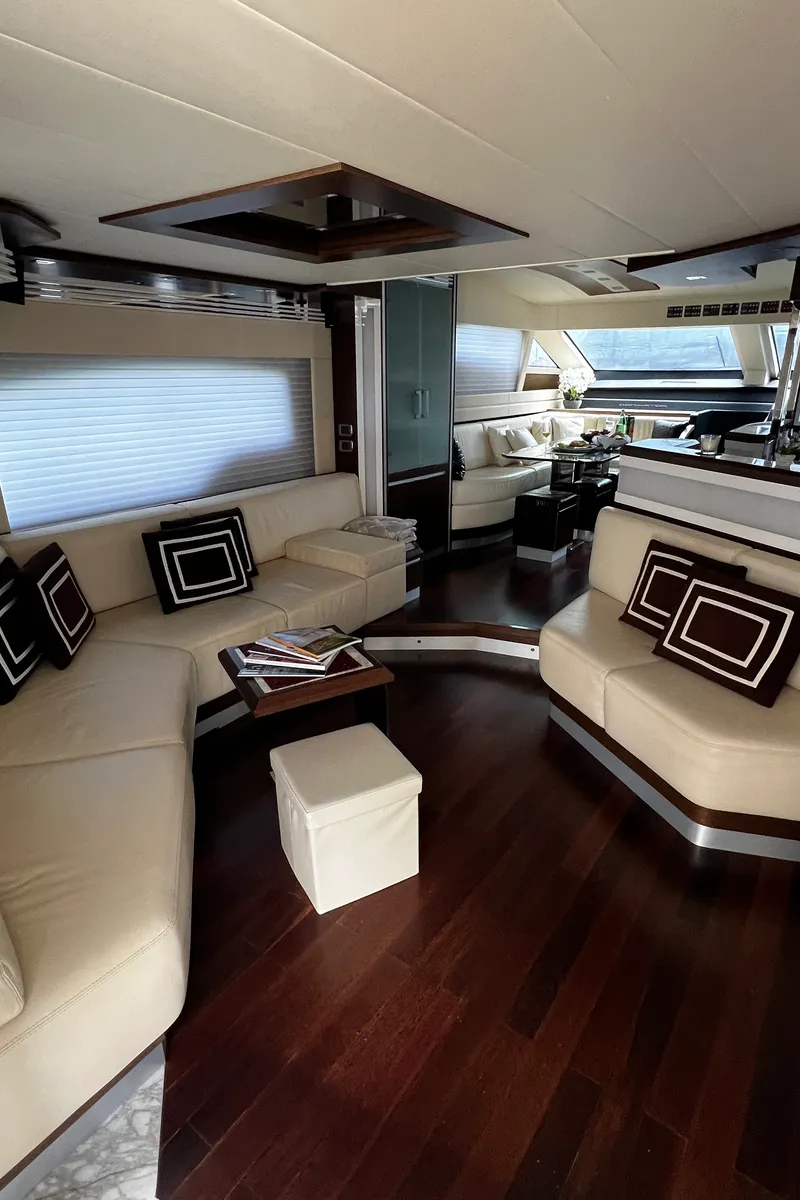 Salon of Quo Vadis, a Dominator 680 motor yacht at Grad Šibenik, Croatia