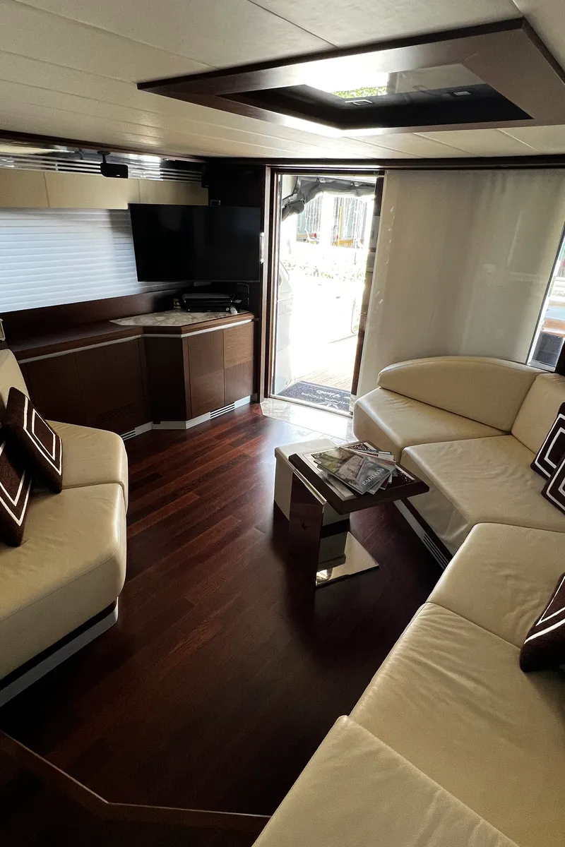 Salon of Quo Vadis, a Dominator 680 motor yacht at Grad Šibenik, Croatia