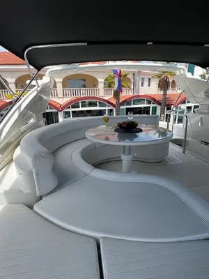 Deck of Quo Vadis, a Dominator 680 motor yacht at Grad Šibenik, Croatia