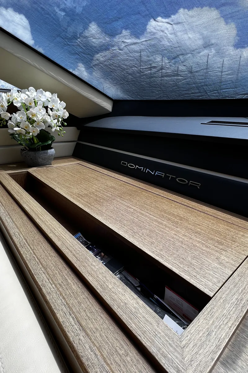 Salon of Quo Vadis, a Dominator 680 motor yacht at Grad Šibenik, Croatia