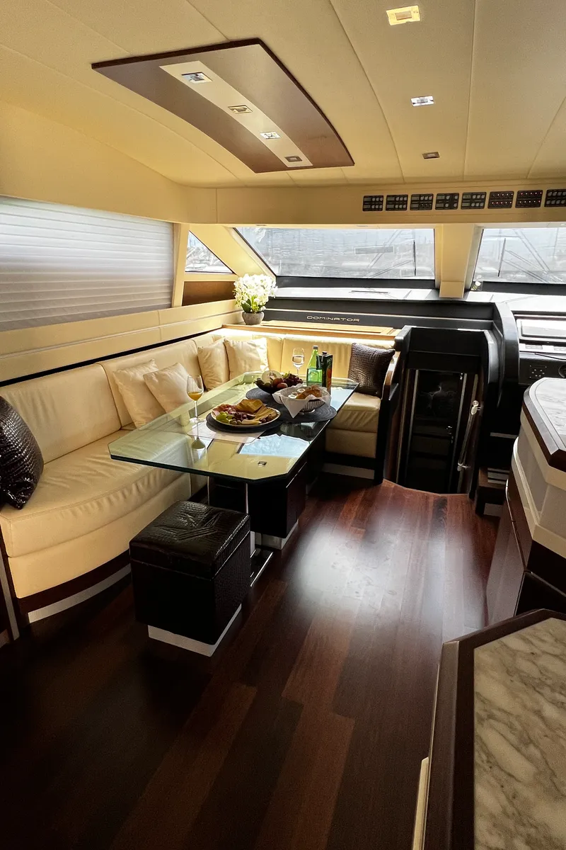 Salon of Quo Vadis, a Dominator 680 motor yacht at Grad Šibenik, Croatia