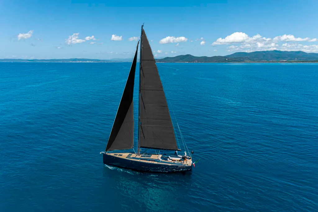 Exterior view of Kind Of Blue, a Hanse 575 sailboat at Olbia, Italy
