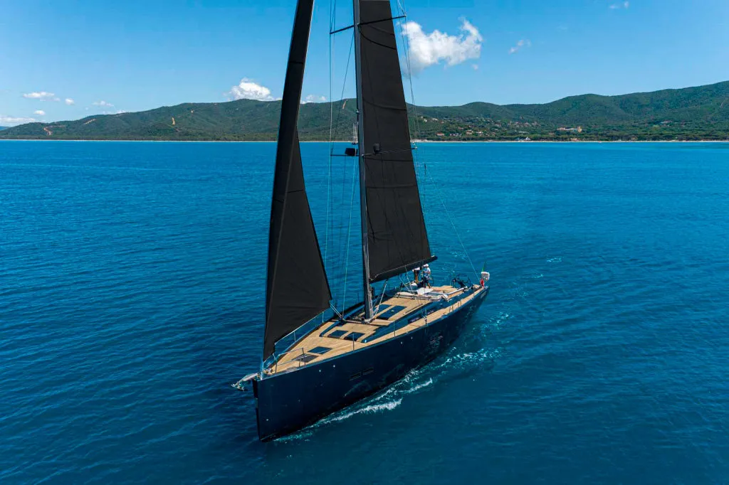 Exterior view of Kind Of Blue, a Hanse 575 sailboat at Olbia, Italy