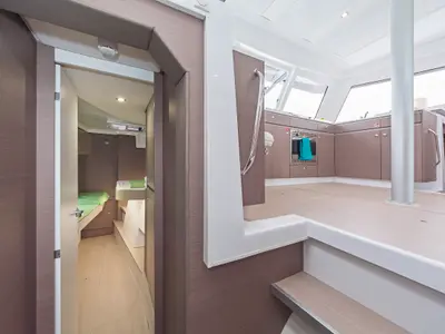 Salon of Phoenix, a Bali Catspace catamaran at Municipal Unit of Lefkada, Greece
