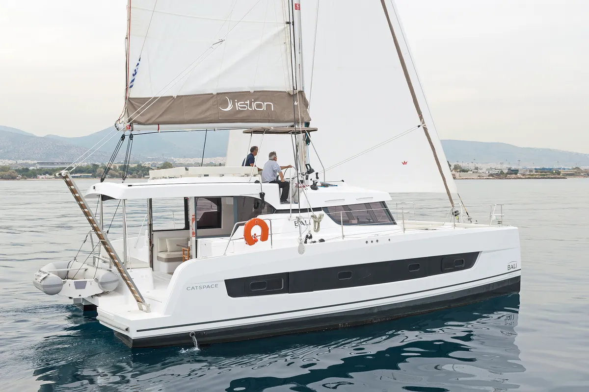 Exterior view of Phoenix, a Bali Catspace catamaran at Municipal Unit of Lefkada, Greece
