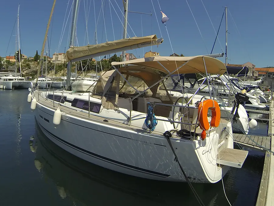 Exterior view of China Girl, a Dufour 375 GL sailboat at Grad Šibenik, Croatia