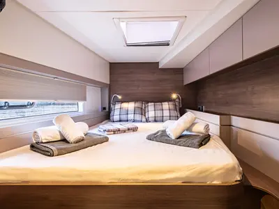 Cabin on Nausicaa, a Bali 4.4 catamaran at Municipal Unit of Lefkada, Greece