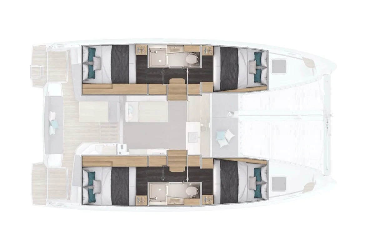 Galley of new lag 38_2 , a Lagoon 38 catamaran at Olbia, Italy