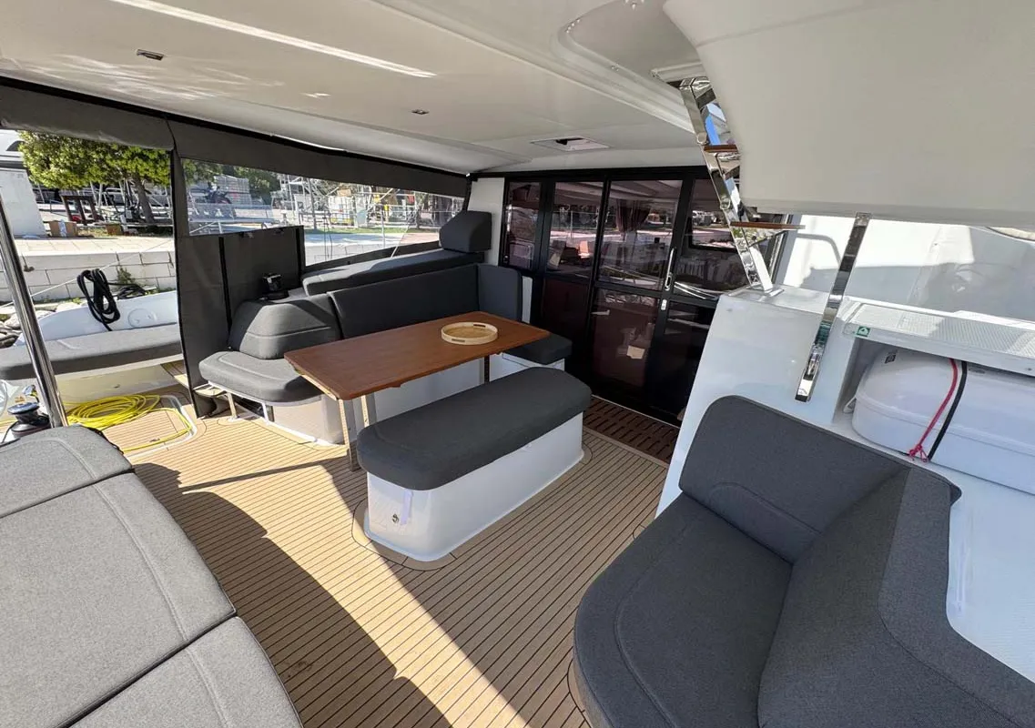 Deck of Cataya, a Fountaine Pajot FP 41 Quatuor 4 catamaran at Trogir, Croatia