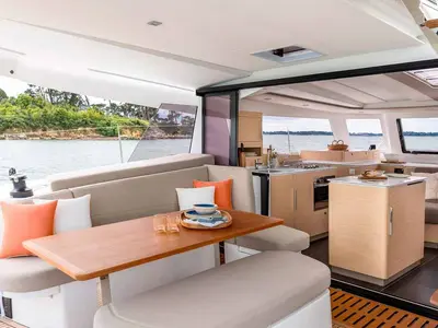 Galley of Cataya, a Fountaine Pajot FP 41 Quatuor 4 catamaran at Grad Trogir, Croatia