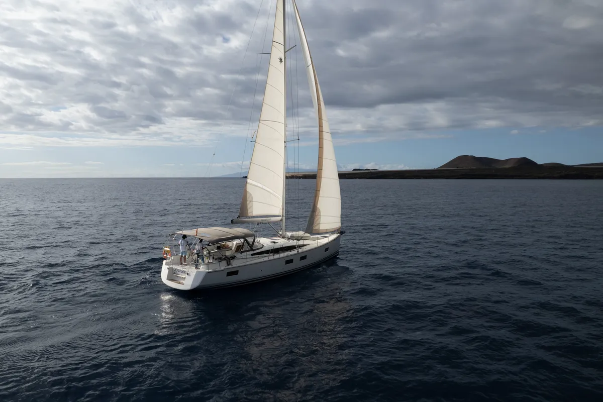 Exterior view of Joulukka, a Jeanneau 54 sailboat at es Jonquet, Spain