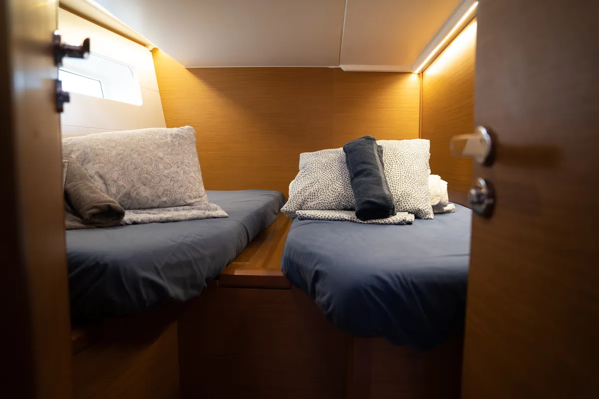 Cabin on Joulukka, a Jeanneau 54 sailboat at es Jonquet, Spain
