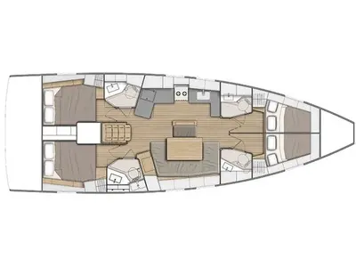 Floor plan of Luna Maris, a Beneteau Oceanis 46.1 sailboat at Athens, Greece