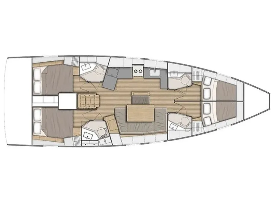 Floor plan of Luna Maris, a Beneteau Oceanis 46.1 sailboat at Athens, Greece