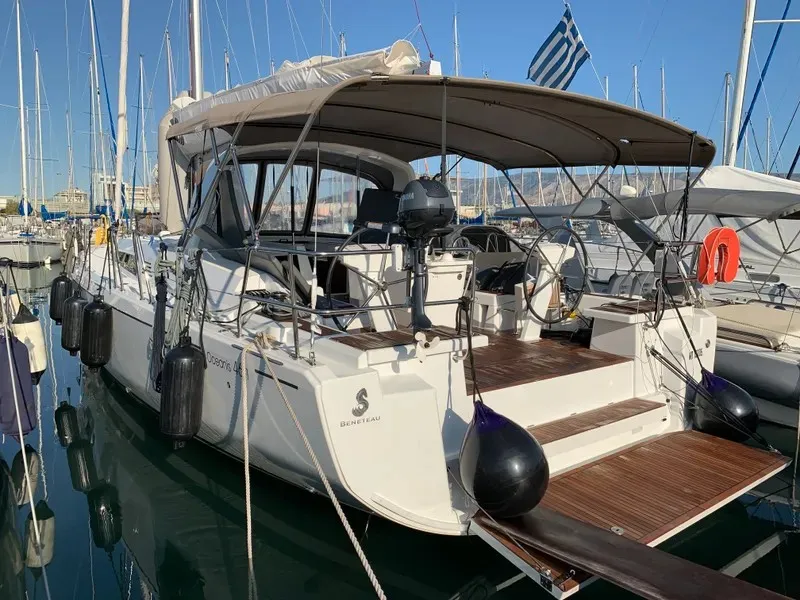 Exterior view of Luna Maris, a Beneteau Oceanis 46.1 sailboat at Athens, Greece