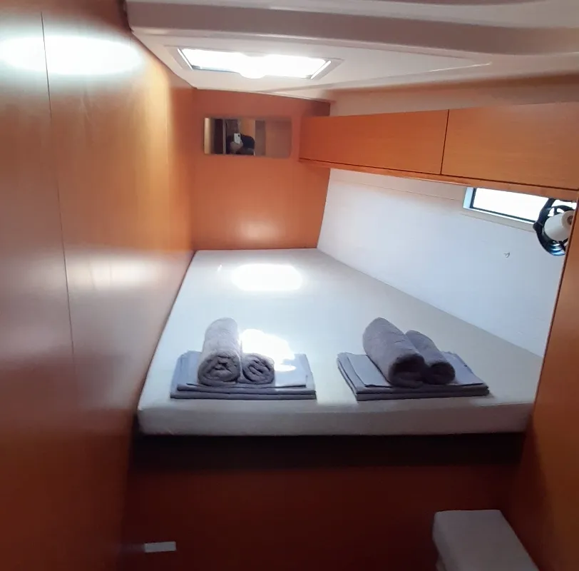 Cabin on Fantasia, a Bavaria Cruiser 51 sailboat at Rhodes, Greece