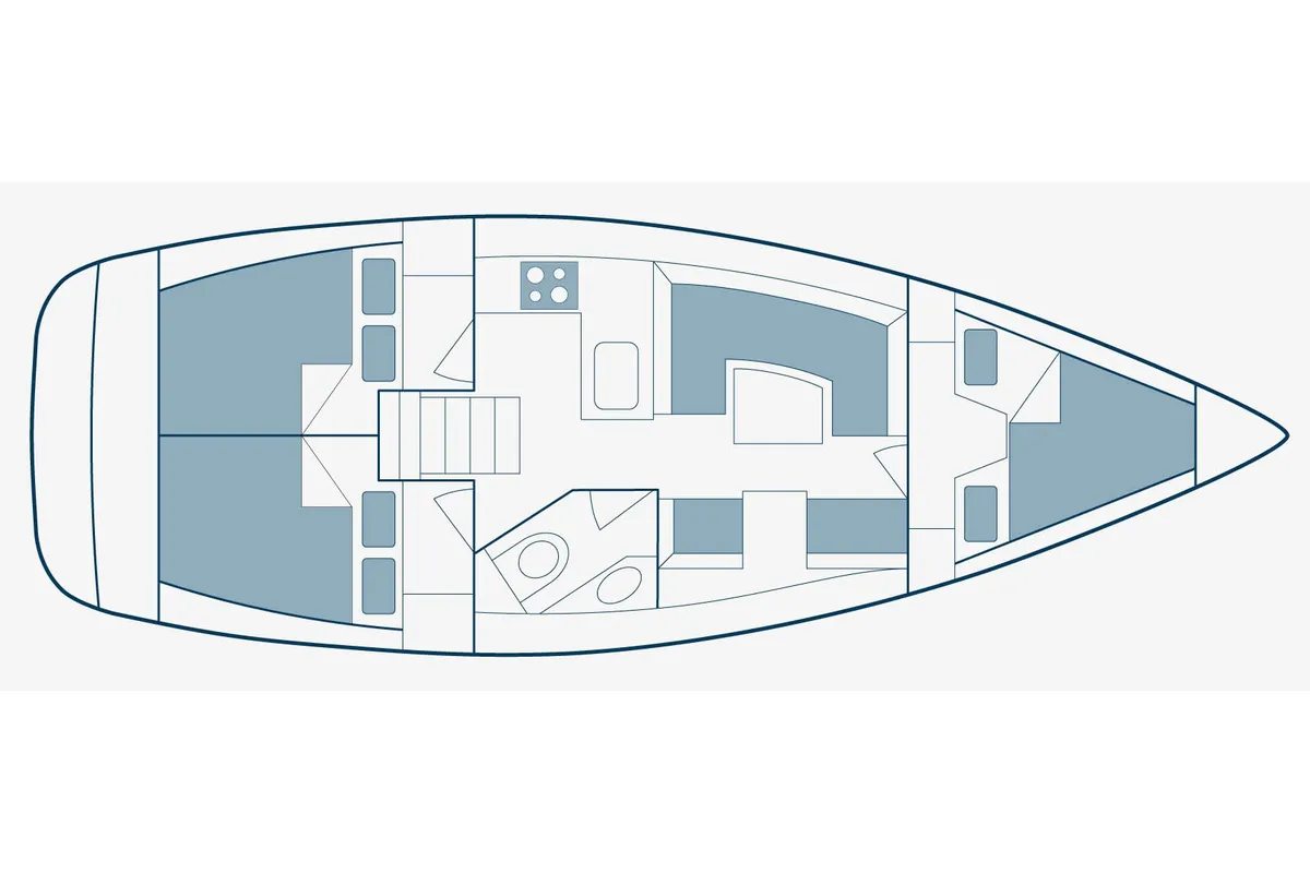 Floor plan of Argo, a Elan Impression 344 sailboat at Preveza, Greece