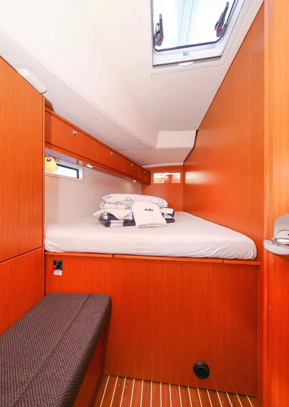 Cabin on Apollon, a Bavaria Cruiser 46 sailboat at Jezera, Croatia