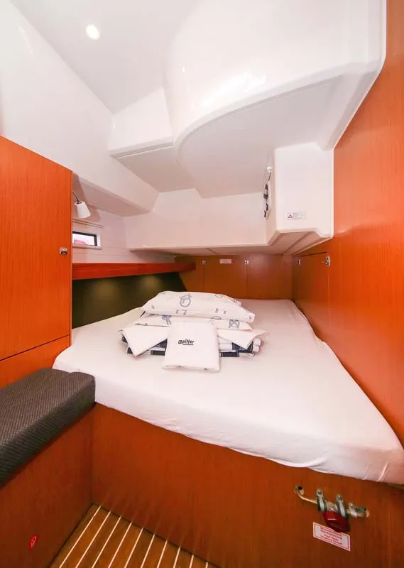 Cabin on Apollon, a Bavaria Cruiser 46 sailboat at Jezera, Croatia