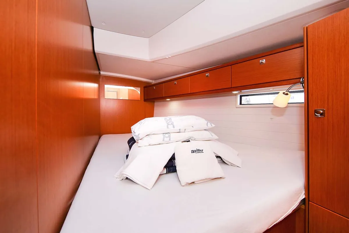 Cabin on Apollon, a Bavaria Cruiser 46 sailboat at Jezera, Croatia