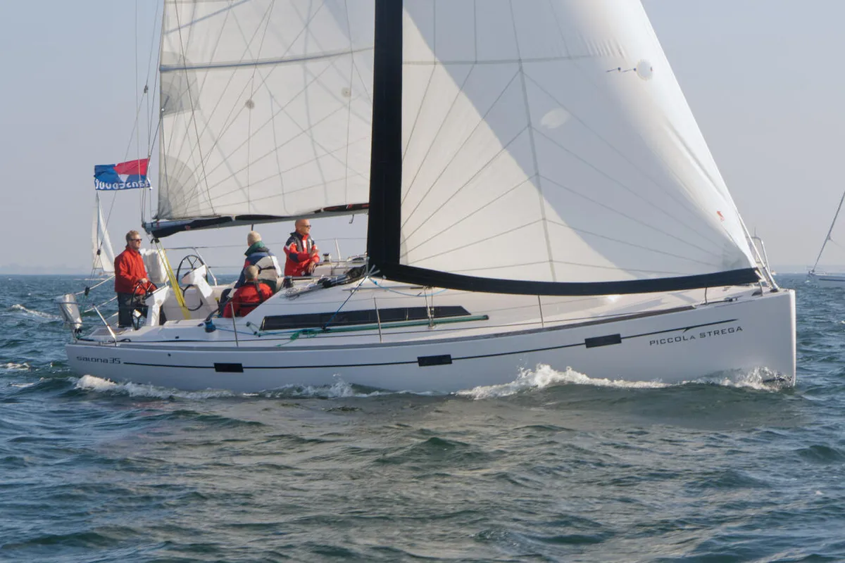Exterior view of Piccola Strega, a AD Boats Salona 35 sailboat at Heiligenhafen, Germany