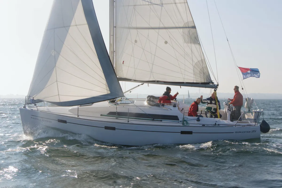 Exterior view of Piccola Strega, a AD Boats Salona 35 sailboat at Heiligenhafen, Germany