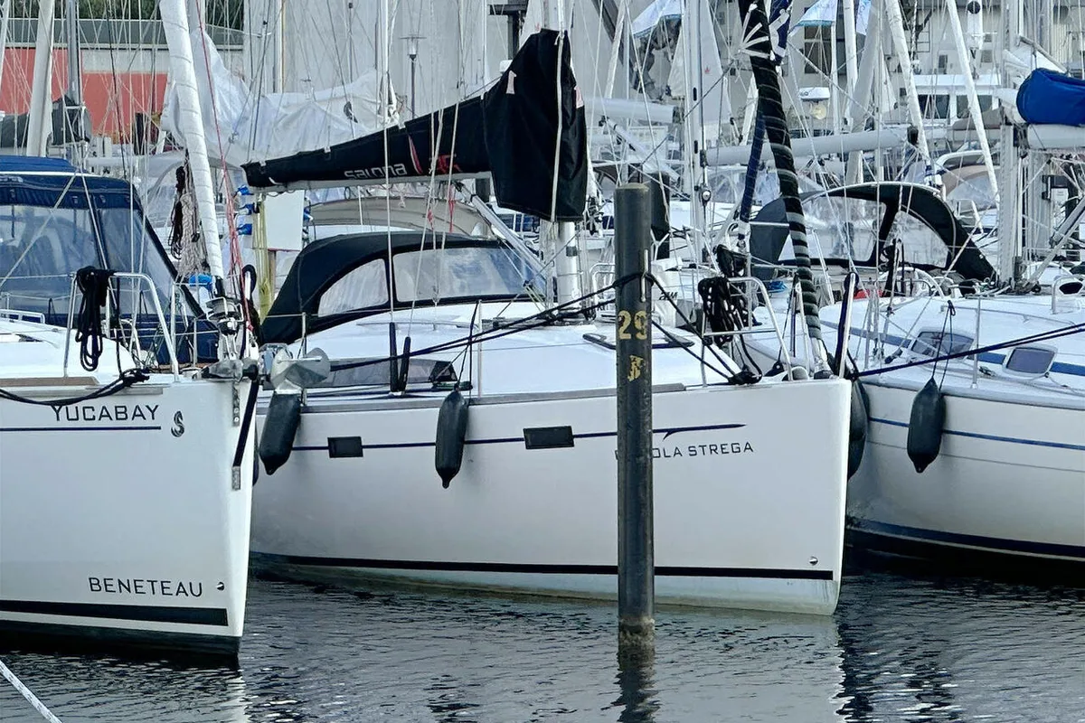 Exterior view of Piccola Strega, a AD Boats Salona 35 sailboat at Heiligenhafen, Germany