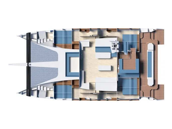 Floor plan of Solitaire 1740, a Gulet Solitaire 1740 catamaran at Athens, Greece
